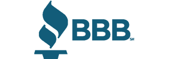 a blue logo with a black background
